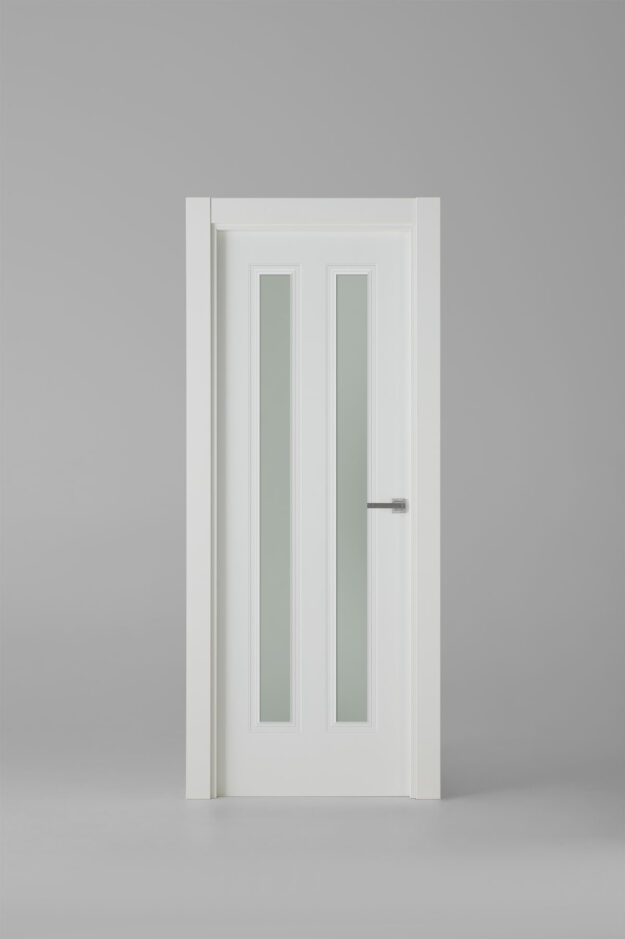 Puerta de interior blanca cristalera modelo 2BV Blanco Laca