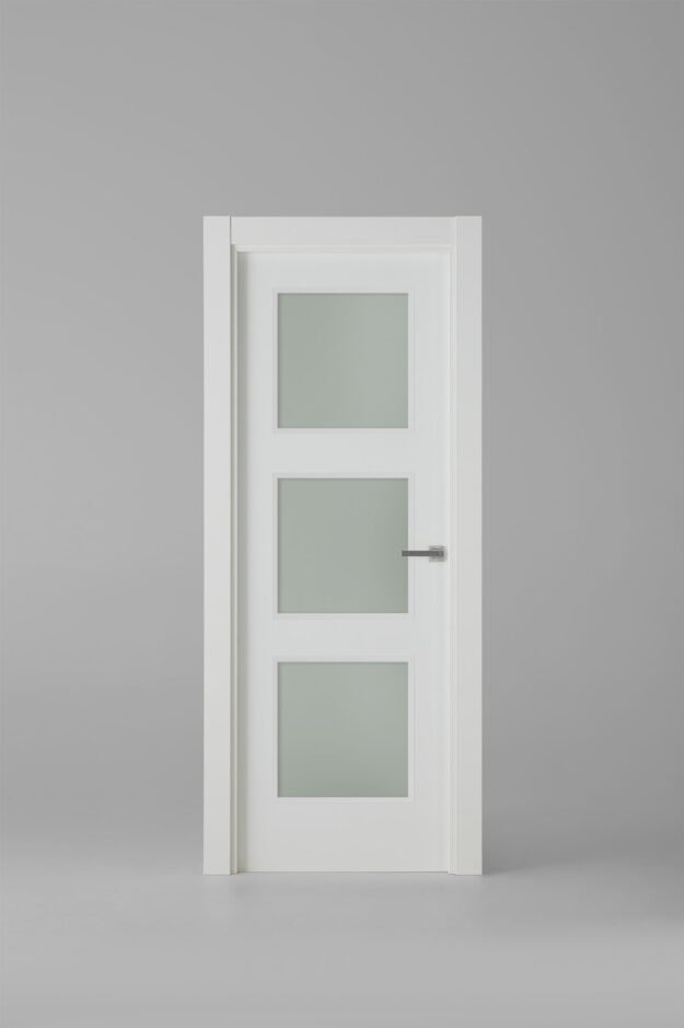 Puerta de interior vidriera contemporánea 3V Blanco Laca