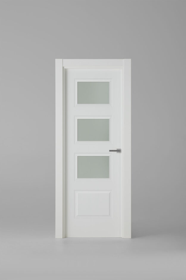 Puerta de interior clásica vidriera 4CV Blanco Laca