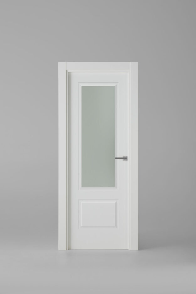 Puerta de interior blanca cristalera modelo 600V Blanco Laca