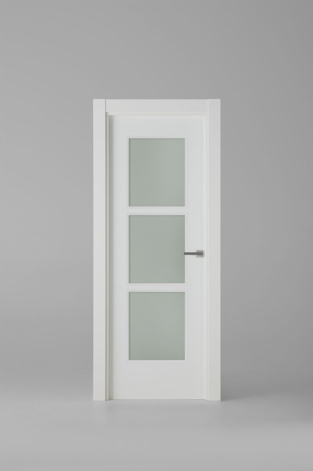 Stained glass interior door model 3VJ White Lacquer