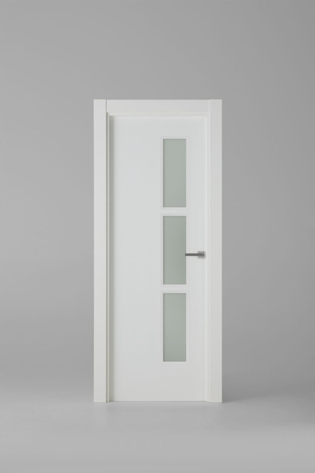 Puerta de interior vidriera contemporánea 3VJ-LT Blanco Laca