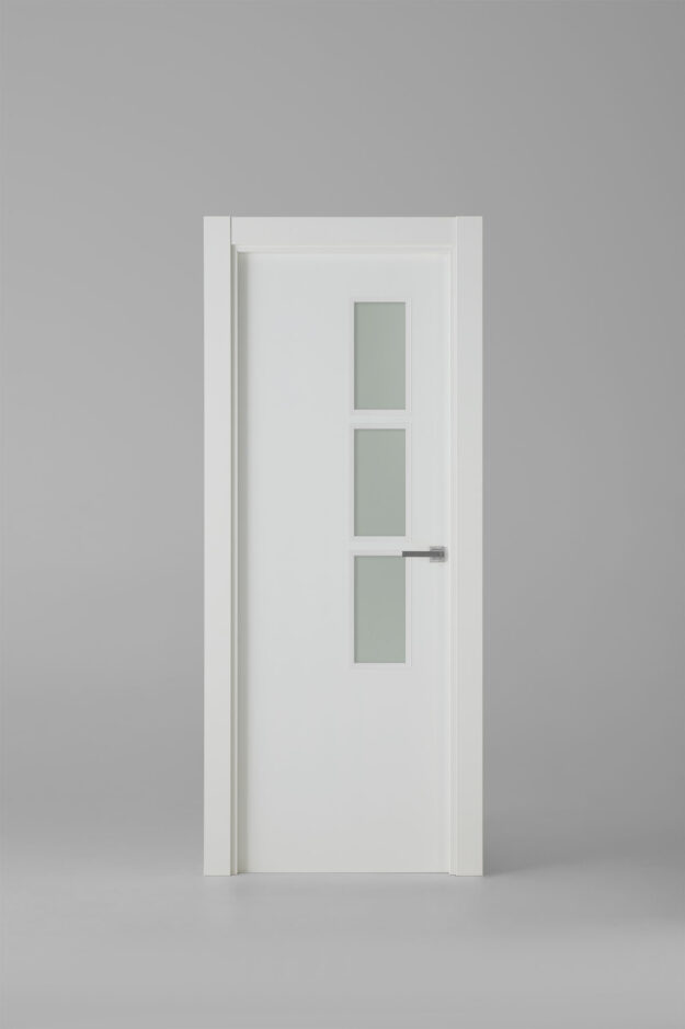 Puerta de interior vidriera contemporánea 3VJ-LT Blanco Laca