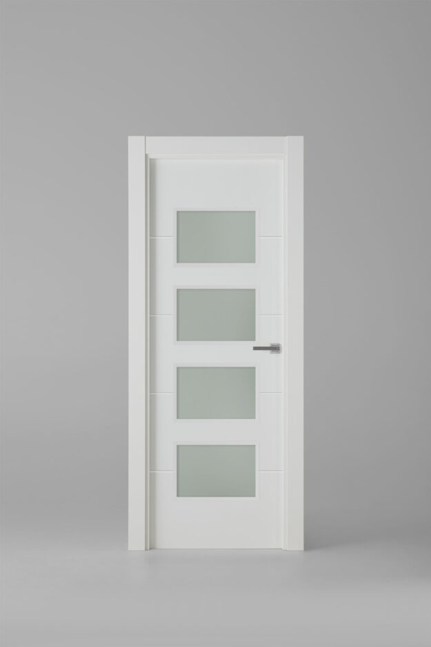 Puerta de interior vidriera contemporánea 4V-CT Blanco Laca