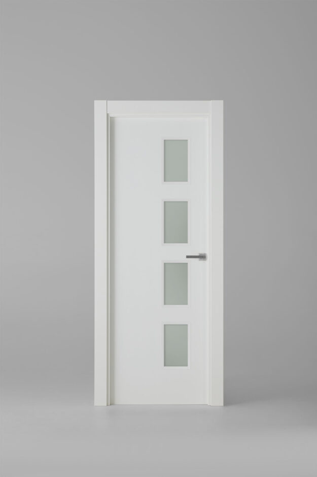 Puerta de interior vidriera contemporánea 4VT-LT Blanco Laca