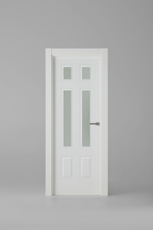 Stained glass interior door model 6BV White LAcquer